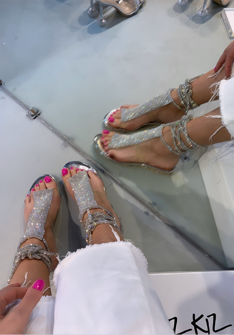 Sparkling Strappy Flat Sandals