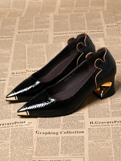 Women's classic leather versatile thick heels