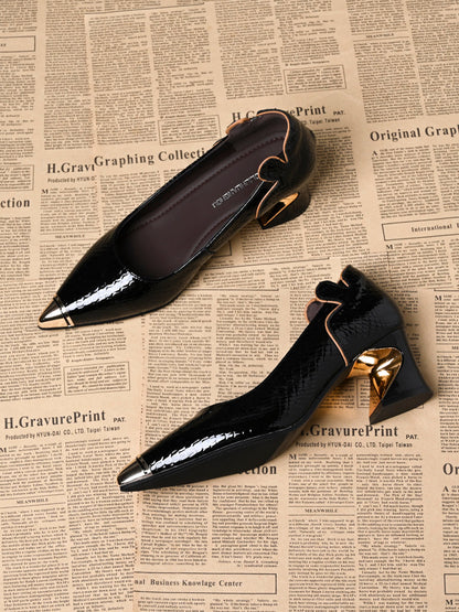Women's classic leather versatile thick heels