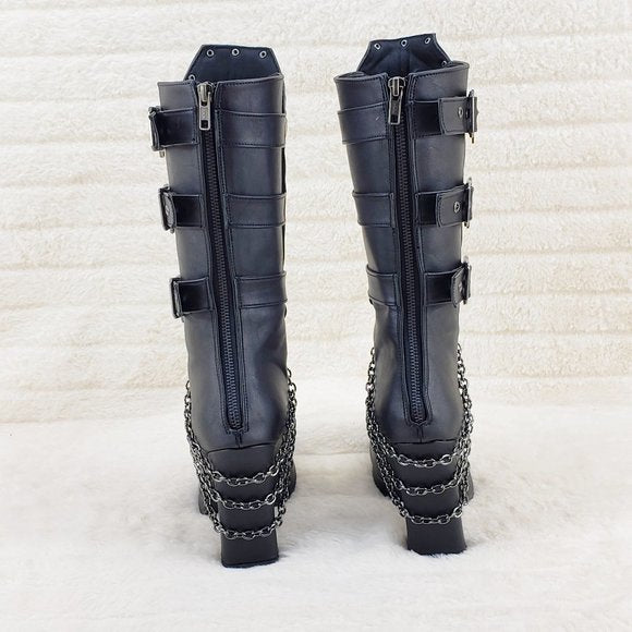 Encrypted Gothic style coffin skull pendant chain calf boots