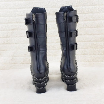 Encrypted Gothic style coffin skull pendant chain calf boots