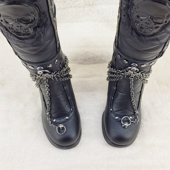 Encrypted Gothic style coffin skull pendant chain calf boots