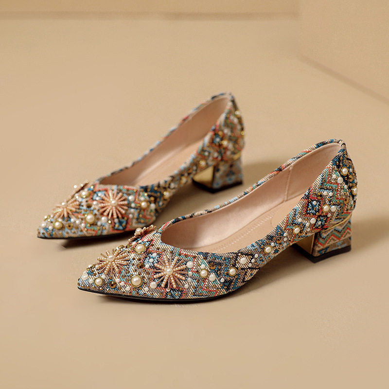 Women's Retro Pearl Flat Shoes