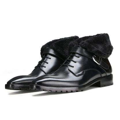 Classic black chunky fur boots