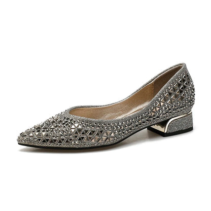Women's sparkly rhinestone low-heeled sandals