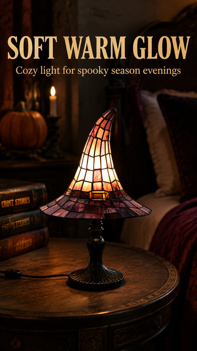 Stained Glass Witch Hat Lamp