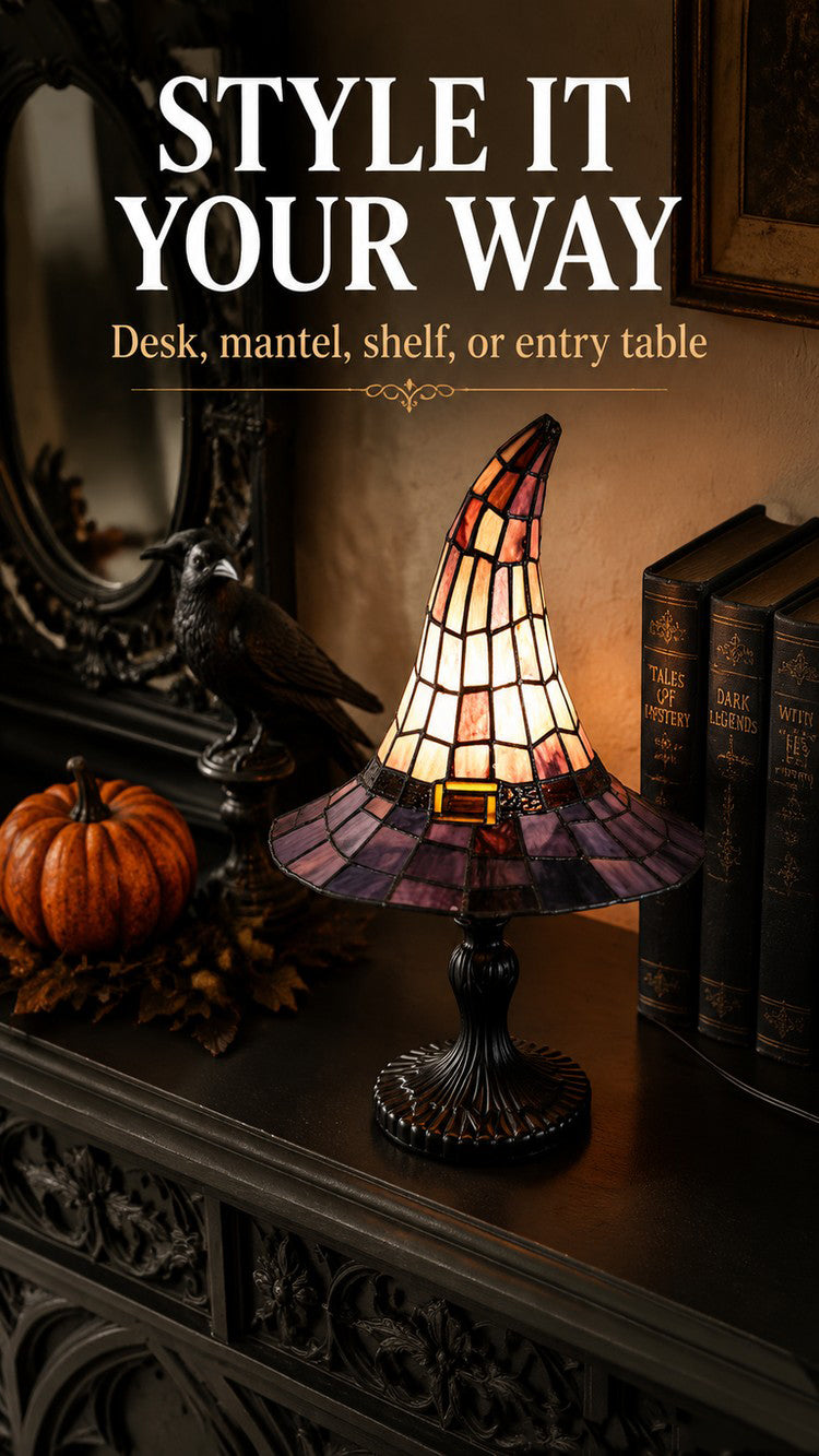 Stained Glass Witch Hat Lamp