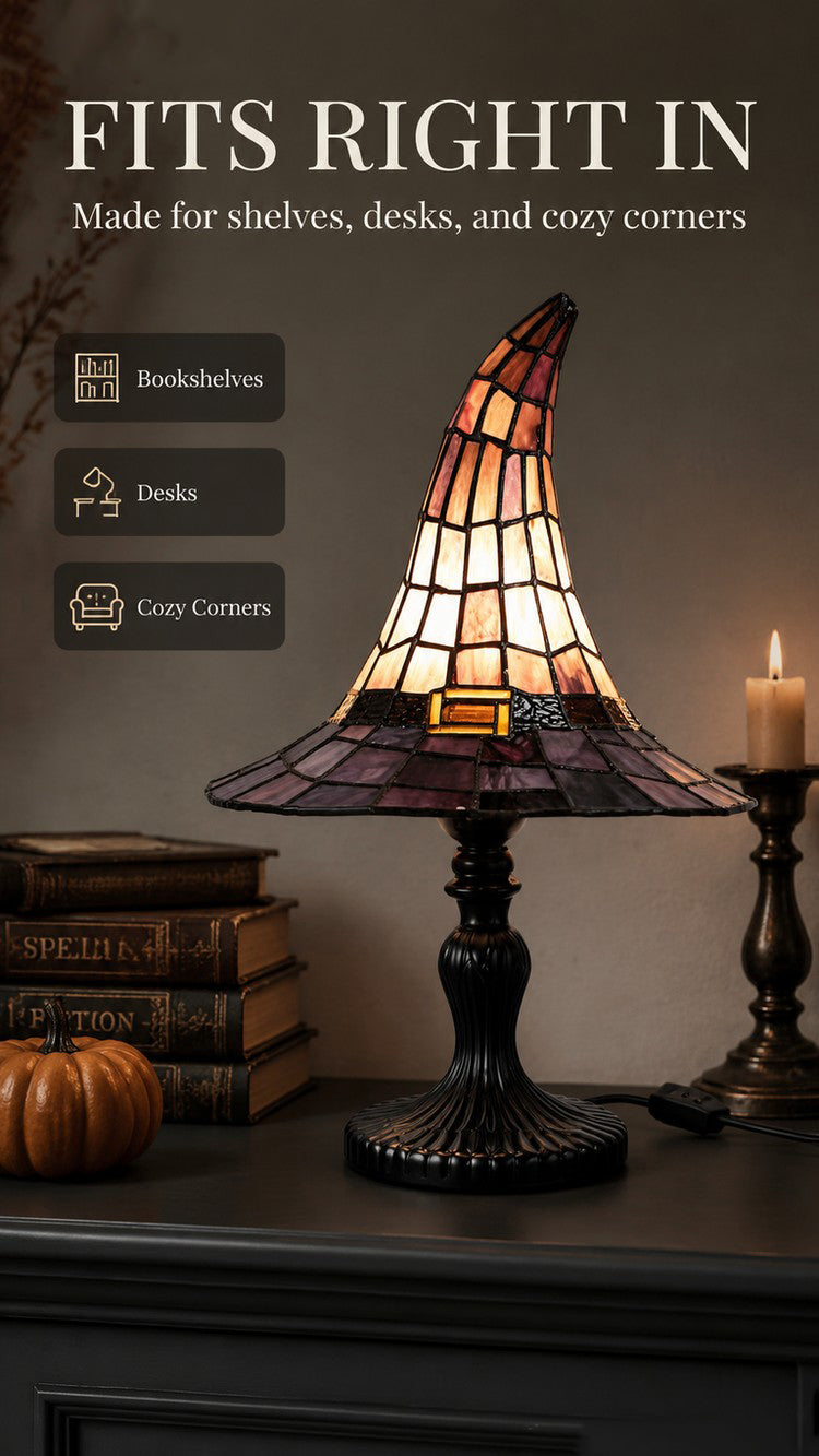 Stained Glass Witch Hat Lamp
